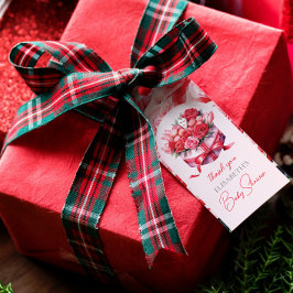 Etiquetas Para Regalos Arco floral rojo Baby Shower Gracias