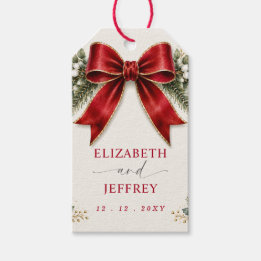 Etiquetas Para Regalos Arco Rojo Botánico Floral Invierno Navidad Boda