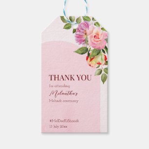 Etiquetas Para Regalos Arco rosa con rosas mehndi personalizado gracias