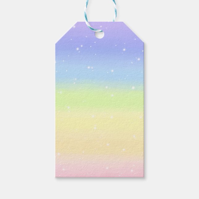 Etiquetas Para Regalos Arcoiris cósmico pastel (Anverso)