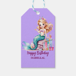 Etiquetas Para Regalos Arcoiris de sirena mágica fiesta chica de cumpleañ