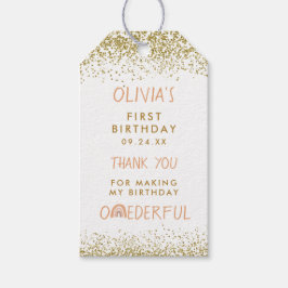 Etiquetas Para Regalos Arcoíris Onederful Niña Cumpleaños 1 año Gracias