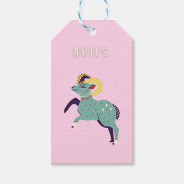 Etiquetas Para Regalos Aries rosa, impresión de signo zodiacal, signo est