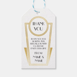 Etiquetas Para Regalos Art Deco Gracias Boda de oro blanco de las etiquet