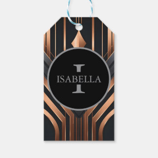 Etiquetas Para Regalos Art Deco Monogram Circle Name Design