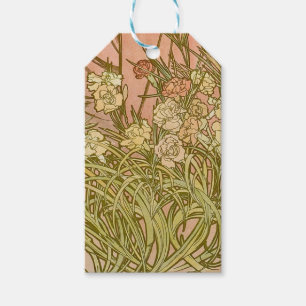 Etiquetas Para Regalos Art Nouveau Alfonse Mucha Flores de clavel floral