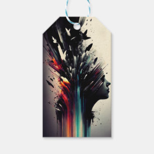 Etiquetas Para Regalos Arte abstracto boho con rostro de niña