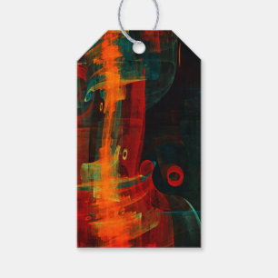 Etiquetas Para Regalos Arte abstracto de cascada de Naranja rojo azul