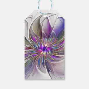 Etiquetas Para Regalos Arte abstracto fractal de flor energético y colori