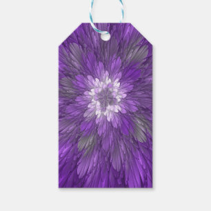 Etiquetas Para Regalos Arte abstracto fractal de flor morada psicodélica