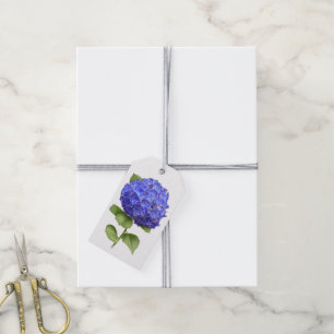 Etiquetas Para Regalos Arte Botánico Floral de Hortensia Azul