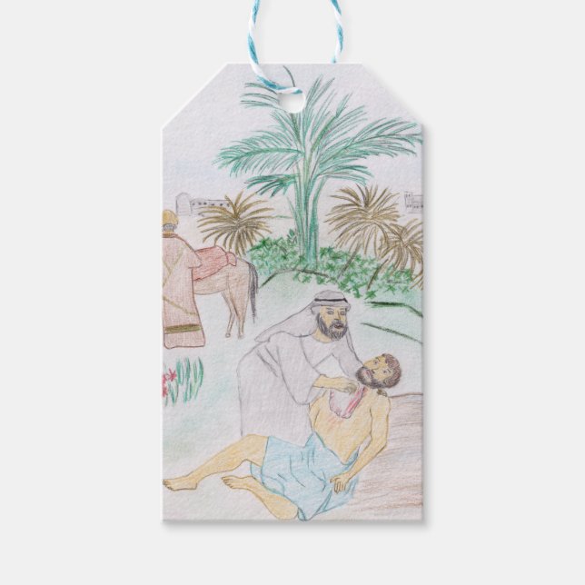 Etiquetas Para Regalos Arte cristiano El buen samaritano (Anverso)