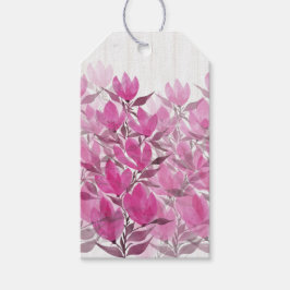 Etiquetas Para Regalos Arte de Acuarela de Magnolia Rosa Rústica