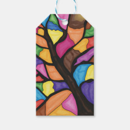 Etiquetas Para Regalos Arte de árbol de vidrio teñido