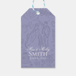 Etiquetas Para Regalos Arte de dibujo Boda con mano de lavanda clásica