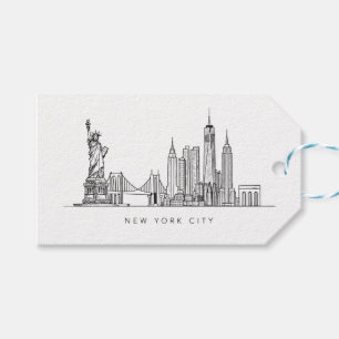 Etiquetas Para Regalos Arte de línea del horizonte minimalista de la ciud