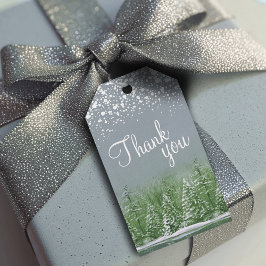 Etiquetas Para Regalos arte de pinos grises verdes de agradecimiento