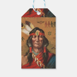 Etiquetas Para Regalos Arte de retrato vintage de jefe nativo americano