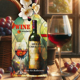 Etiquetas Para Regalos Arte de vino caprichoso Feliz Navidad