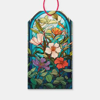 Etiquetas Para Regalos Arte Nouveau Arco Floral de Vidrio Emplomado
