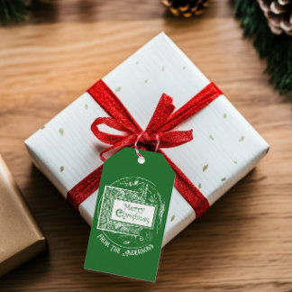 Etiquetas Para Regalos Artsy Vintage Retro Feliz Navidad Personalizado