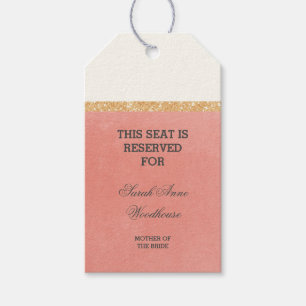 Etiquetas Para Regalos Asiento reservado de Boda rosa Purpurina de oro fa