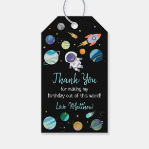 Etiquetas Para Regalos Astronauta azul en el espacio ultraterrestre Cumpl