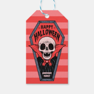 Etiquetas Para Regalos Ataúd de vampiro Esqueleto espeluznante Feliz Hall