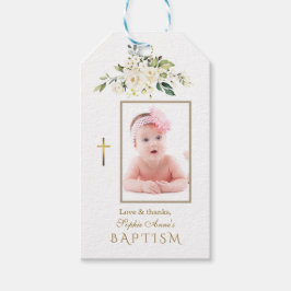 Etiquetas Para Regalos Atractivo Baptismo fotográfico de Chica Floral de 