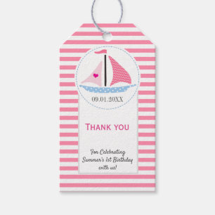 Etiquetas Para Regalos Ausencia de la Navegación Rosa Náutica Preppy Cump