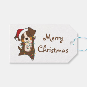 Etiquetas Para Regalos Australian Shepherd Merry Christmas Winter Trucker