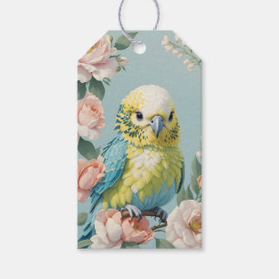Etiquetas Para Regalos Ave De Parakeet De Bebé Amarillo Y Azul