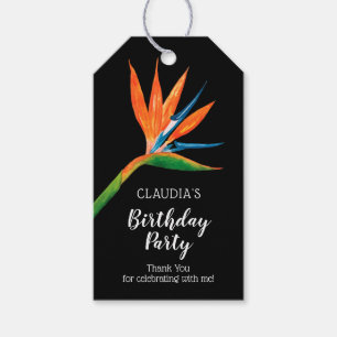 Etiquetas Para Regalos Ave tropical del paraíso fiesta de cumpleaños grac