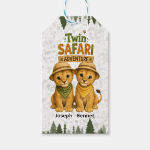 Etiquetas Para Regalos Aventuras de Safari Gemelas Cumpleaños de Niño Gra