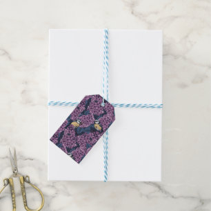 Etiquetas Para Regalos Aves en un jardín lila violeta