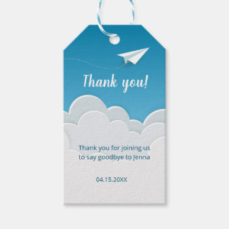 Etiquetas Para Regalos Avión de papel en el cielo en retirada gracias