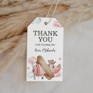 Etiquetas Para Regalos Avión Rosa Vintage Baby Shower Gracias Por Favor