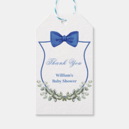 Etiquetas Para Regalos Azul Bow Eucalyptus Escudo Baby Shower Gracias