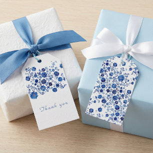 Etiquetas Para Regalos Azul Chinoiserie Floral Gracias