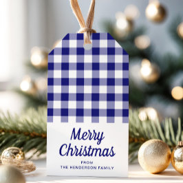 Etiquetas Para Regalos Azul Cuadros Escritura Navidad Feliz