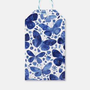 Etiquetas Para Regalos Azul de agua de mariposas
