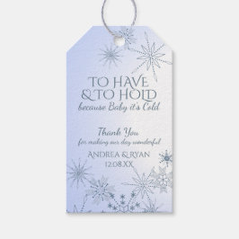 Etiquetas Para Regalos Azul de copos de nieve de la boda de invierno