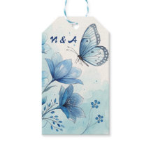 Azul elegante acuarela naturaleza floral y maripos