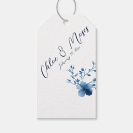 Etiquetas Para Regalos Azul, flor en flor, pequeño,