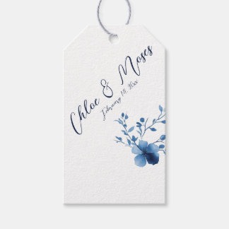 Etiquetas Para Regalos Azul, flor en flor, pequeño,