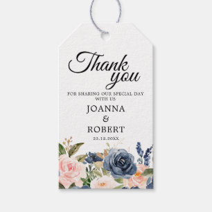 Etiquetas Para Regalos Azul Marino Floral Botánico