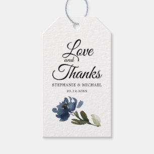 Etiquetas Para Regalos Azul Marino Floral Botánico