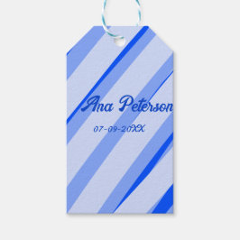 Etiquetas Para Regalos azul pastel añadir nombre fecha líneas patrón boho