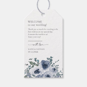 Etiquetas Para Regalos Azul Polvoriento Floral