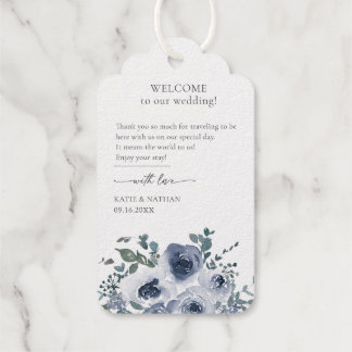 Etiquetas Para Regalos Azul Polvoriento Floral